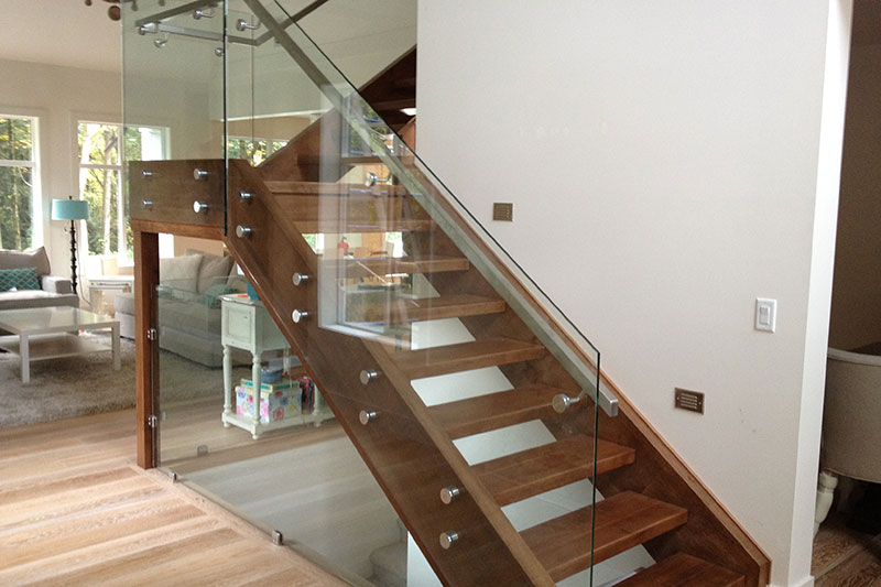 Wooden Railing with glass